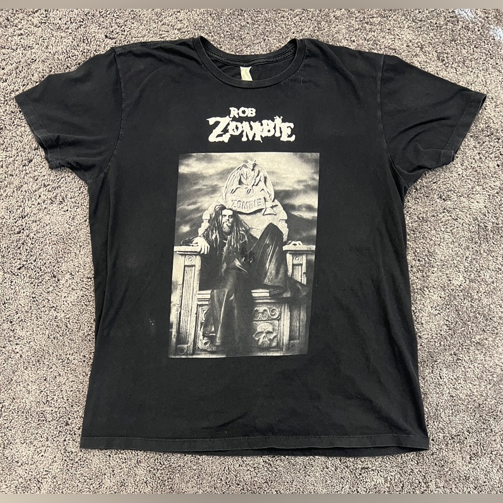 ROB ZOMBIE Shirt Men’s Size XL Vintage Y2K Black Horror Graveyard Tombstone